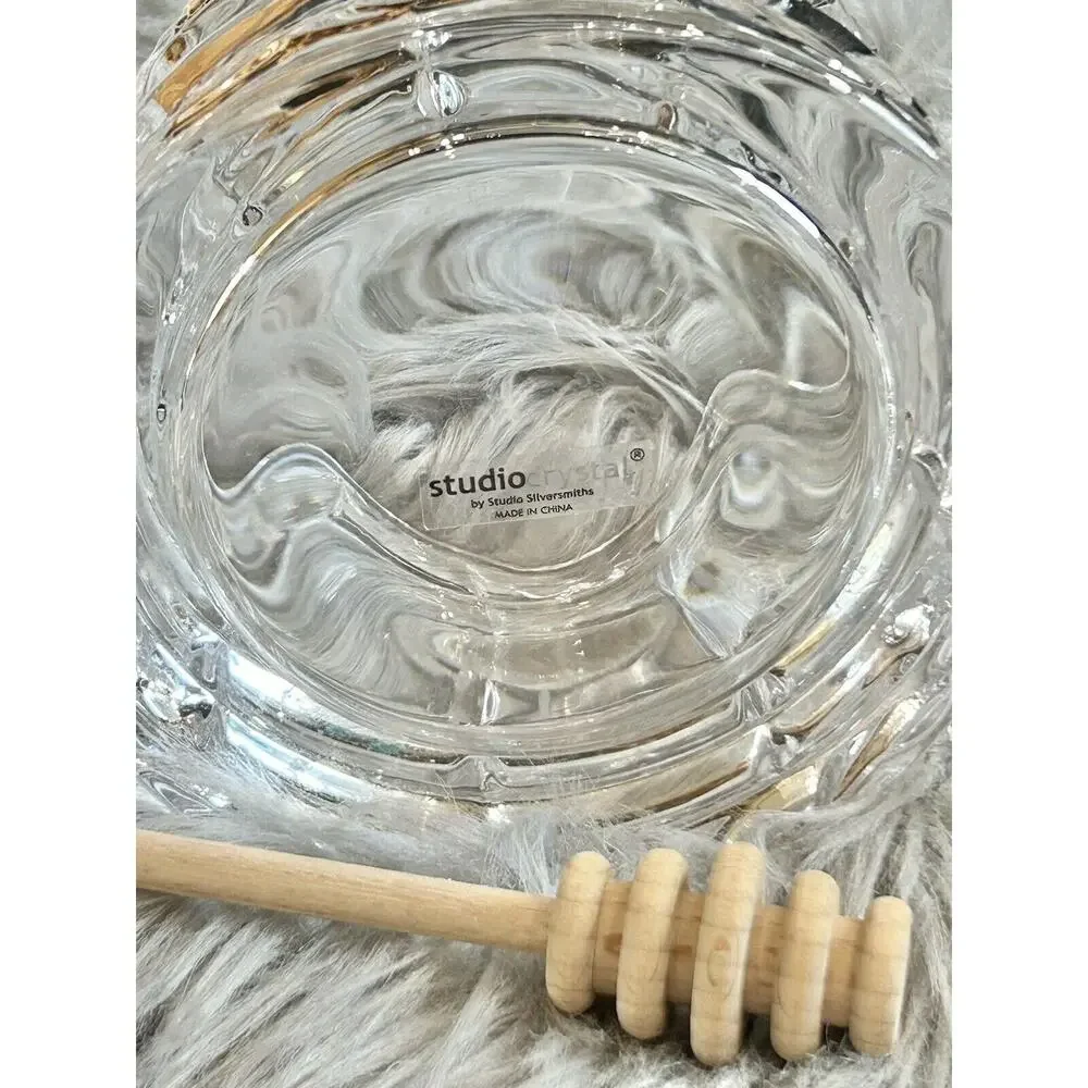 Studio Silversmith‎ Crystal Honey Jar, Beehive Honey Dish